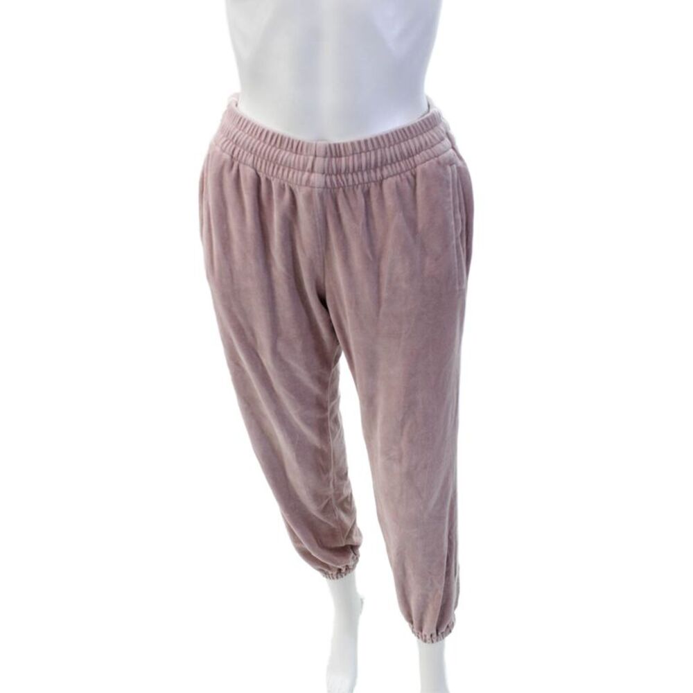 Birds of Paradis Womens Elastic Waistband Striped Trim Velour Pants Pink Size XS